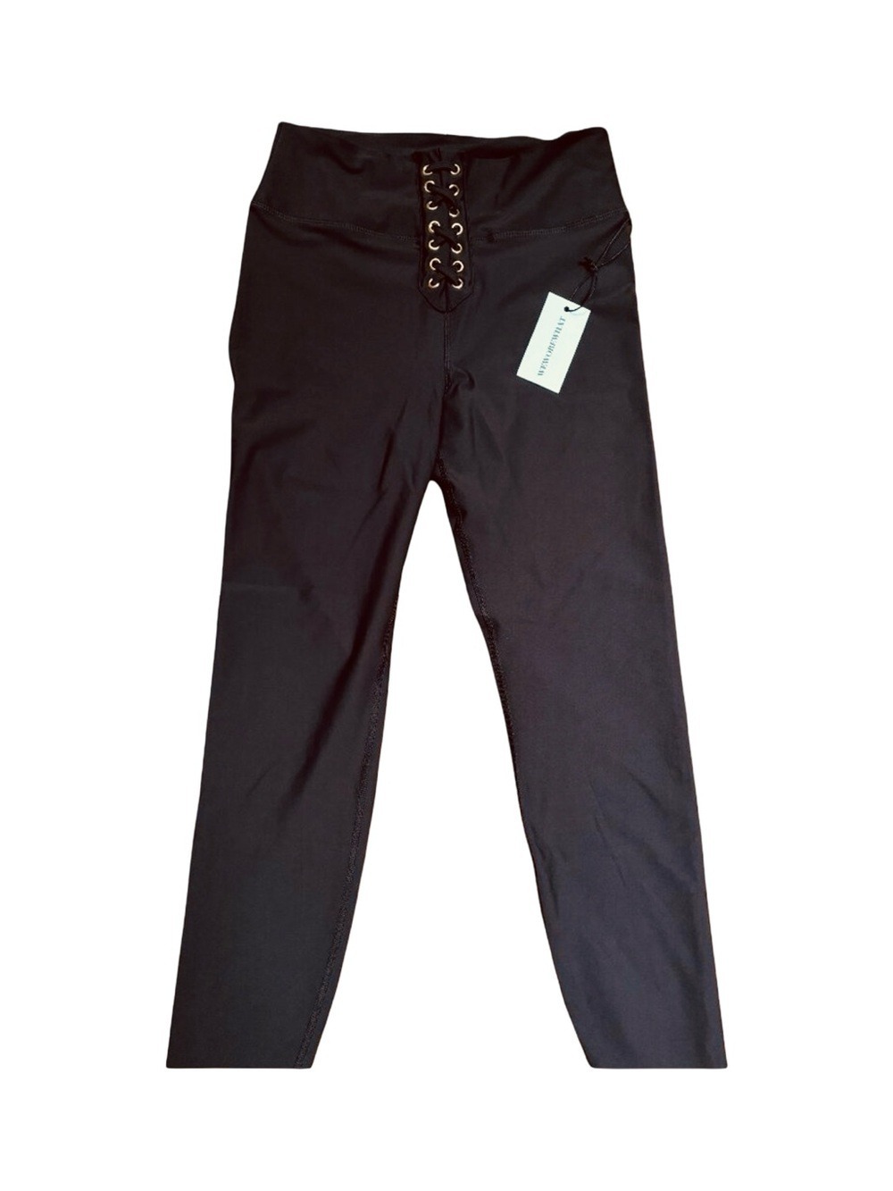 WeWoreWhat Lace Up Chocolate Black Leggings NWT Size XS - Picture 4 of 5